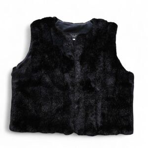 Donna Salyers Fabulous Furs‎ Vest Women’s M Medium Black Vegan Faux Fur